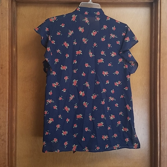 Zara Basic Blue Floral Button Down Blouse size M - Picture 6 of 8